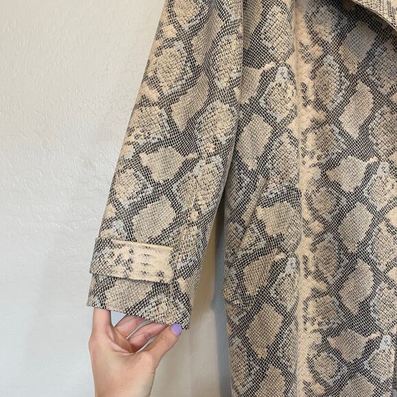Chicos Womens Size 3 XL Snakeskin Print Trench Coat Open Front Longline - Picture 3 of 5